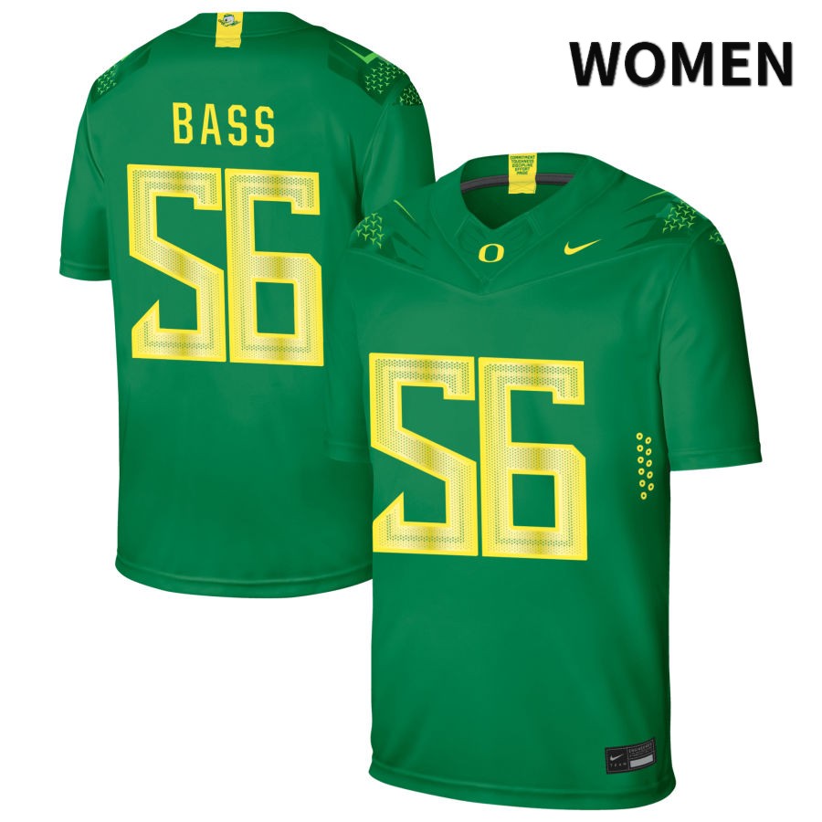 Oregon Ducks Women's #56 T.J. Bass Football College Authentic Green NIL 2022 Nike Jersey BRG33O8O